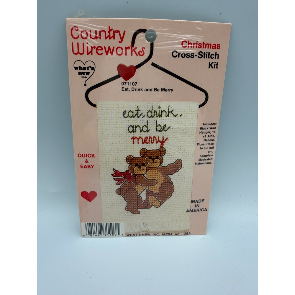 Country Wireworks Eat Drink and Be Merry Christmas Cross Stitch Kit Bears 071107